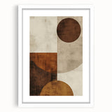 Abstract minimalist wall art featuring a white frame and mat, showcasing sleek geometric shapes and soft neutral tones, perfect for modern decor.