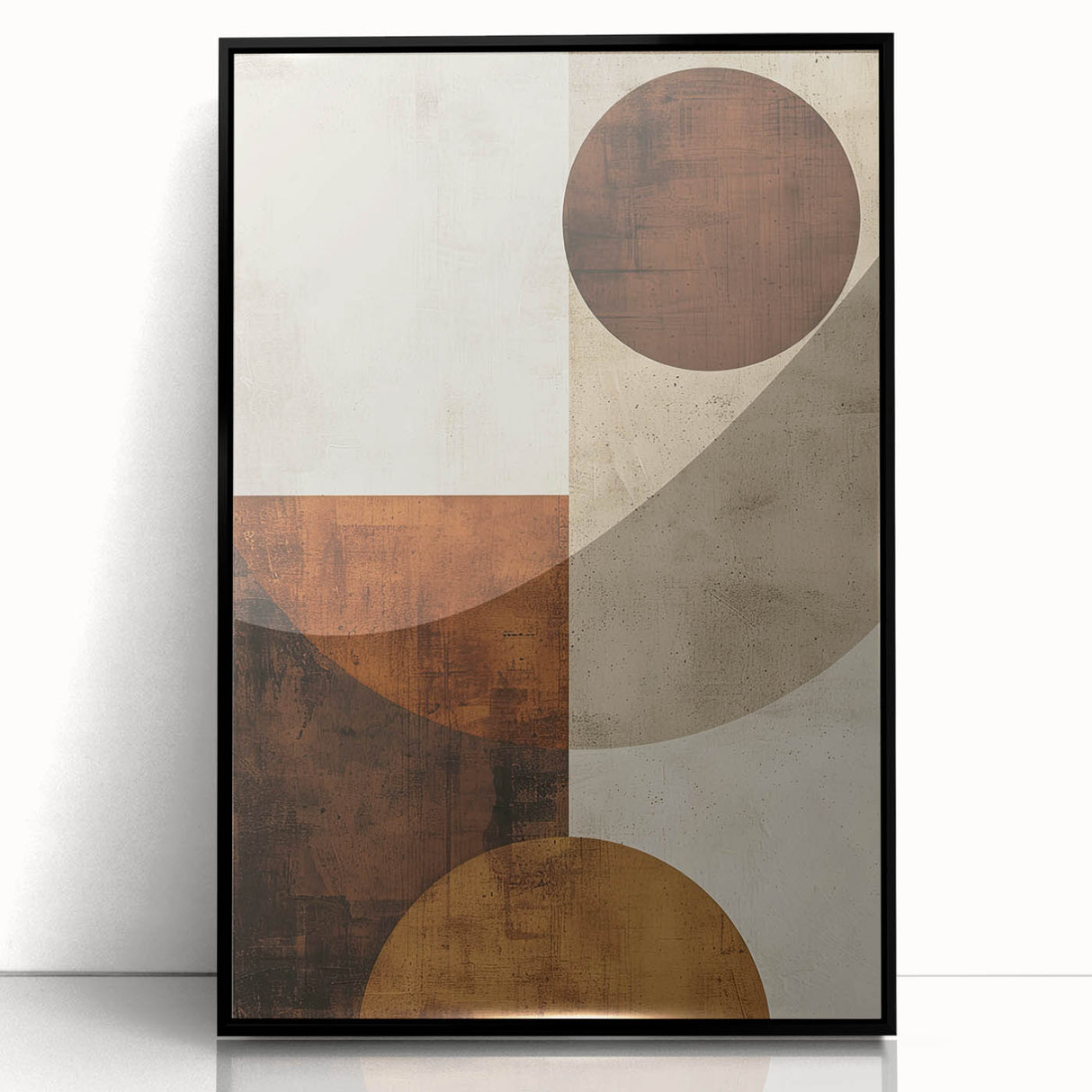 Abstract minimalist wall art framed in sleek black acrylic, showcasing elegant geometric patterns, ideal for modern home decor. Perfect for adding a touch of sophistication to any room.
