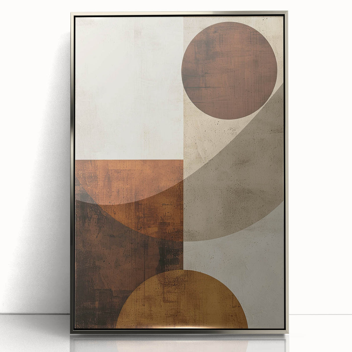 Framed abstract minimalist wall art in silver acrylic, showcasing sleek geometric designs that enhance modern decor. Perfect for stylish home interiors.