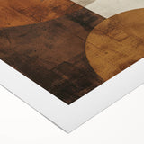 Abstract minimalist wall art on rolled canvas showcasing soft pastel colors and geometric shapes, elegantly packaged in a protective cardboard tube for easy display.