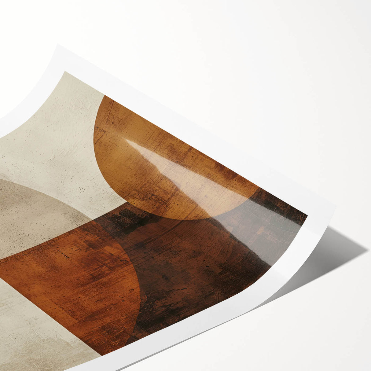 Abstract minimalist wall art print showcasing soft pastel colors and geometric shapes, elegantly rolled for shipping in a protective tube, ideal for modern decor.