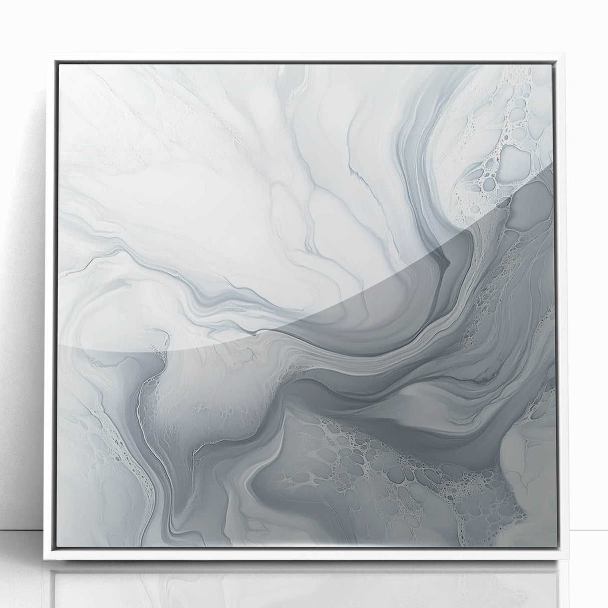 Modern Abstract Wall Art – Light Gray & White Minimalist Canvas