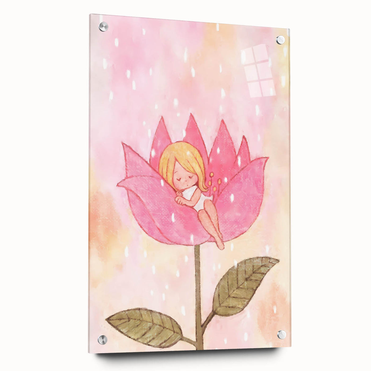 Sleeping Fairy in Flower Girls Room Wall Art - Dreamy Nursery Decor