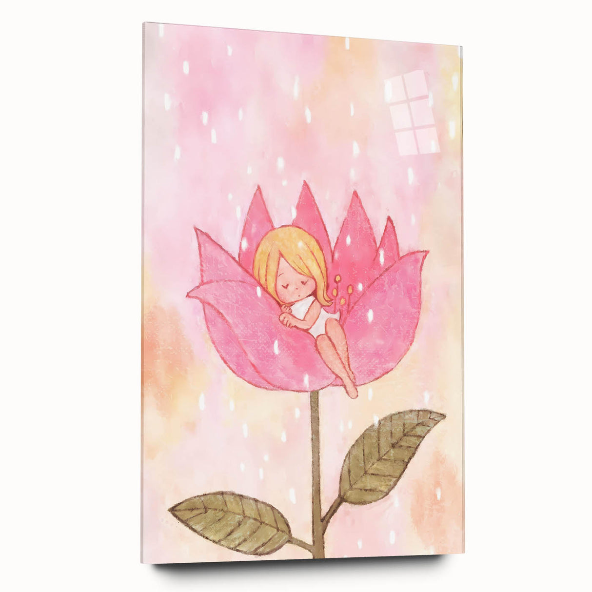 Sleeping Fairy in Flower Girls Room Wall Art - Dreamy Nursery Decor