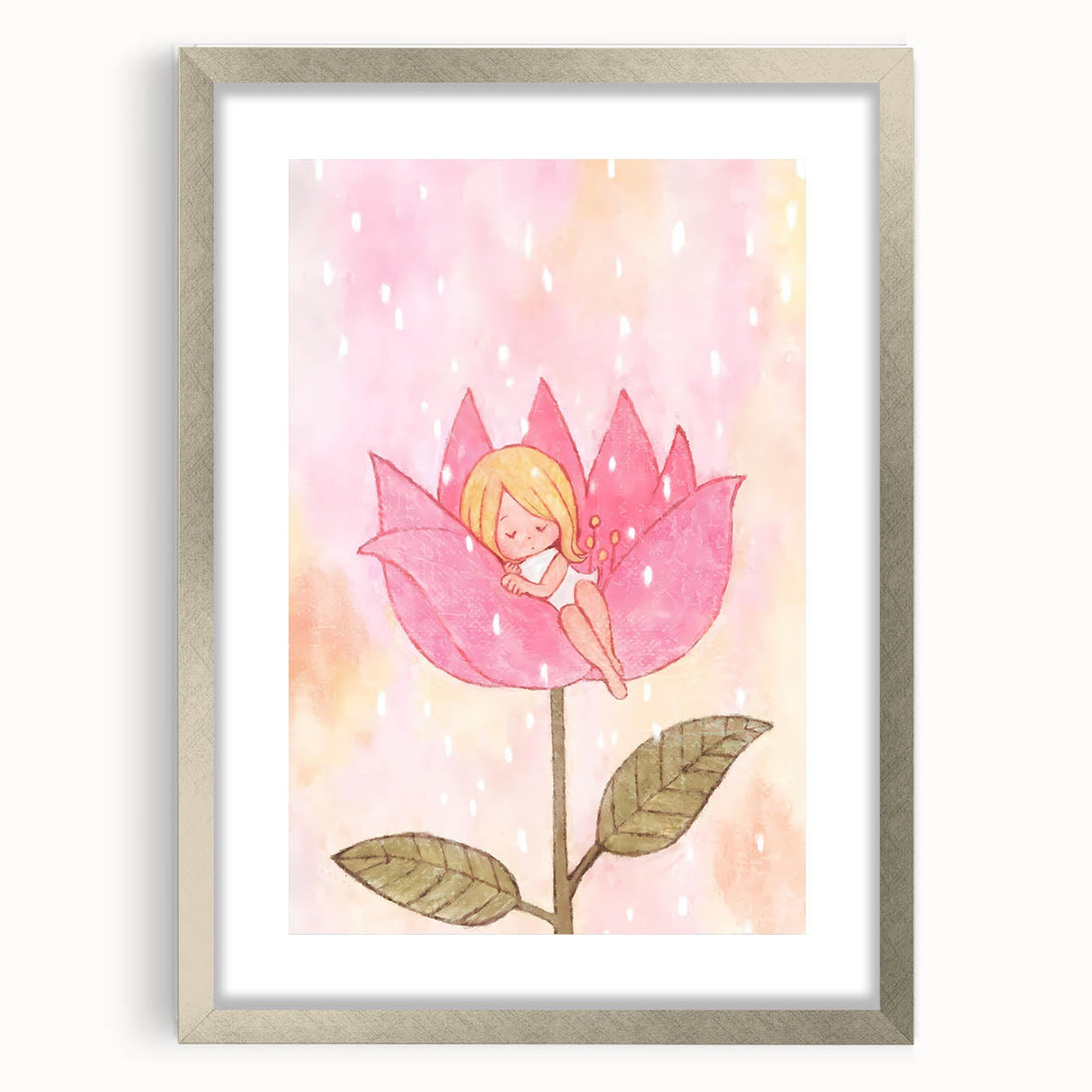 Sleeping Fairy in Flower Girls Room Wall Art - Dreamy Nursery Decor
