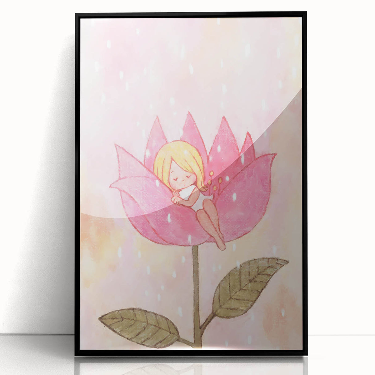Sleeping Fairy in Flower Girls Room Wall Art - Dreamy Nursery Decor