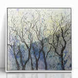 Framed acrylic artwork featuring an abstract floral design in soft pastel colors, presented against a sleek white frame, ideal for modern home decor.