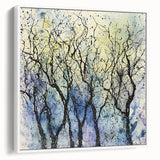 Framed canvas art showcasing an abstract floral design with soft pastel colors, displayed in a modern white frame, perfect for home decor enhancement.