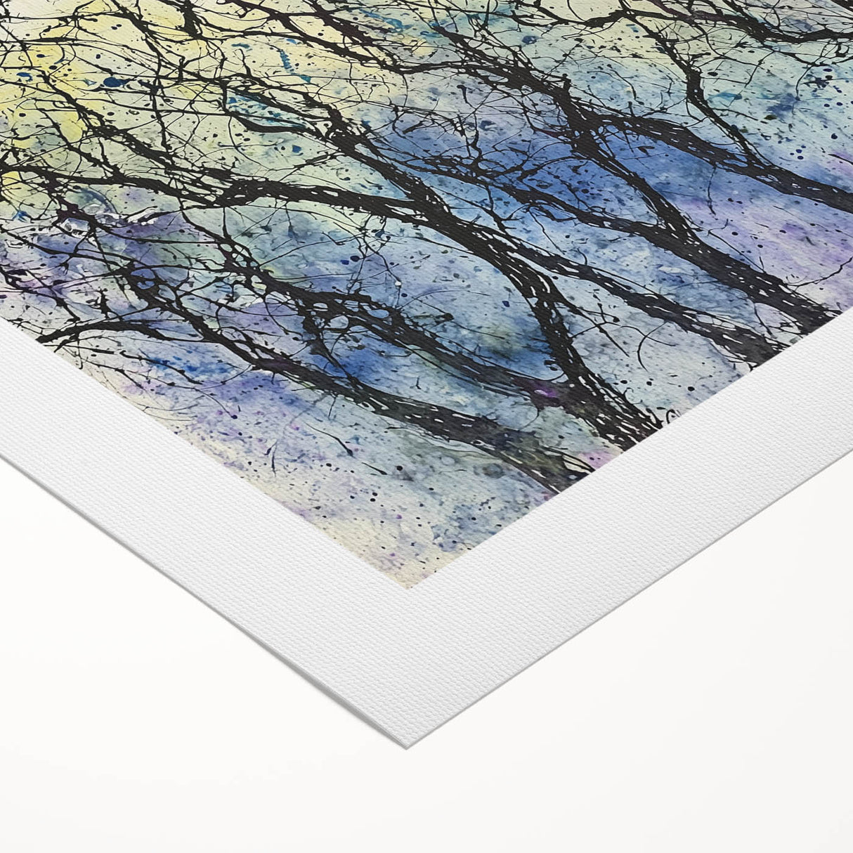 Abstract floral artwork on rolled canvas showcasing vibrant colors and intricate patterns, ideal for home decor, packaged securely in a protective tube.