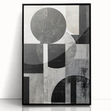 Framed acrylic wall art featuring a minimalist black abstract design, showcasing sleek lines and geometric shapes, perfect for modern home decor.