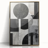 Framed abstract minimalist wall art featuring a gold-accented design on acrylic, showcasing sleek lines and a modern aesthetic, perfect for contemporary decor.