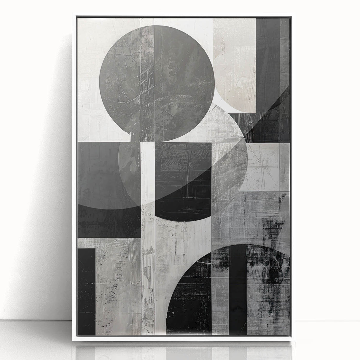 Framed acrylic wall art showcasing a minimalist abstract design in soothing white tones, perfect for modern decor. Ideal for enhancing contemporary interiors.