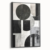Abstract minimalist wall art in a sleek black frame, showcasing a modern design with subtle textures, perfect for enhancing contemporary decor.