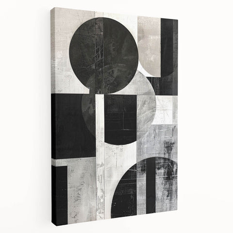 Abstract minimalist wall art printed on stretched canvas, showcasing soft beige and muted blue tones, ideal for contemporary home decor.