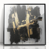 Urban Chic Modern Abstract Wall Art – Black & Gold Canvas Print