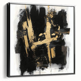Urban Chic Modern Abstract Wall Art – Black & Gold Canvas Print