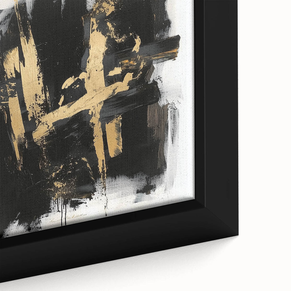 Urban Chic Modern Abstract Wall Art – Black & Gold Canvas Print