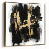 Urban Chic Modern Abstract Wall Art – Black & Gold Canvas Print