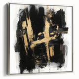 Urban Chic Modern Abstract Wall Art – Black & Gold Canvas Print