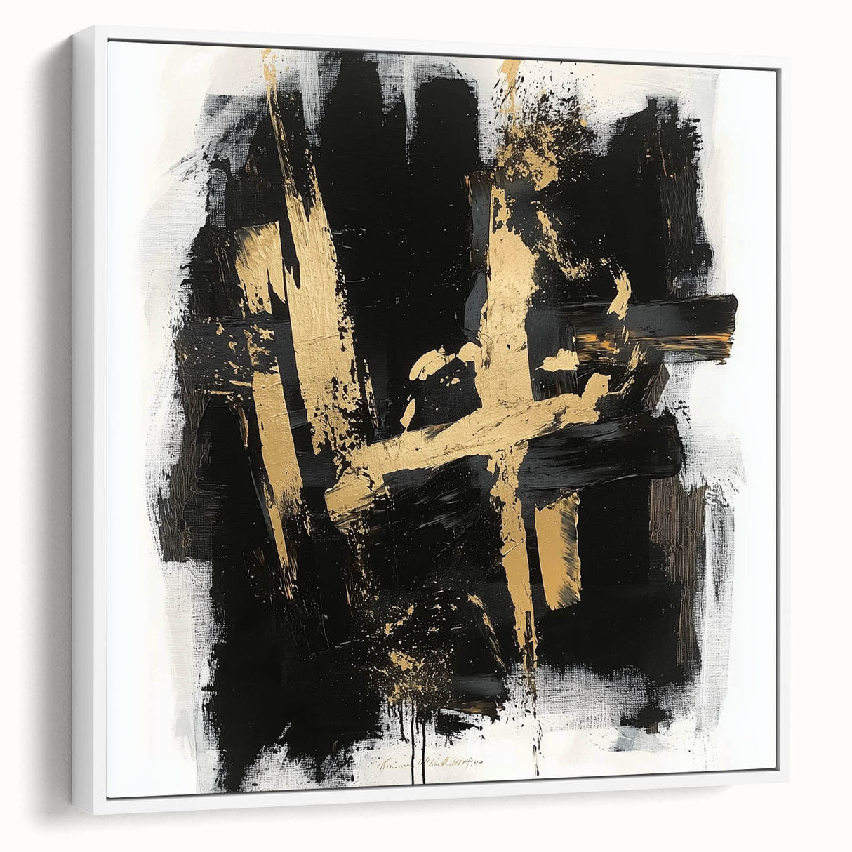 Urban Chic Modern Abstract Wall Art – Black & Gold Canvas Print