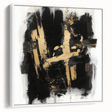 Urban Chic Modern Abstract Wall Art – Black & Gold Canvas Print
