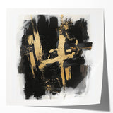 Urban Chic Modern Abstract Wall Art – Black & Gold Canvas Print