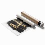 Urban Chic Modern Abstract Wall Art – Black & Gold Canvas Print