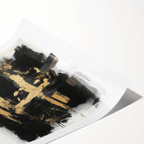 Urban Chic Modern Abstract Wall Art – Black & Gold Canvas Print