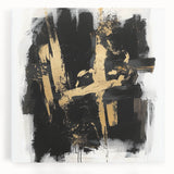 Urban Chic Modern Abstract Wall Art – Black & Gold Canvas Print