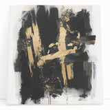 Urban Chic Modern Abstract Wall Art – Black & Gold Canvas Print