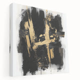 Urban Chic Modern Abstract Wall Art – Black & Gold Canvas Print