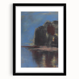 Modern Wall Art - Atmospheric Blue Lake under Black Rock for Tranquil Decor