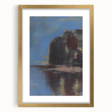 Modern Wall Art - Atmospheric Blue Lake under Black Rock for Tranquil Decor