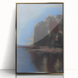 Modern Wall Art - Atmospheric Blue Lake under Black Rock for Tranquil Decor