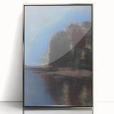 Modern Wall Art - Atmospheric Blue Lake under Black Rock for Tranquil Decor