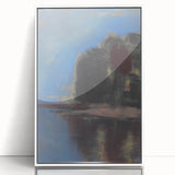 Modern Wall Art - Atmospheric Blue Lake under Black Rock for Tranquil Decor