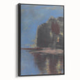 Modern Wall Art - Atmospheric Blue Lake under Black Rock for Tranquil Decor