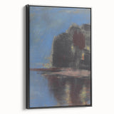 Modern Wall Art - Atmospheric Blue Lake under Black Rock for Tranquil Decor