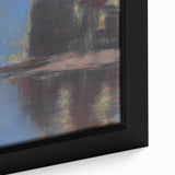 Modern Wall Art - Atmospheric Blue Lake under Black Rock for Tranquil Decor