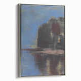 Modern Wall Art - Atmospheric Blue Lake under Black Rock for Tranquil Decor