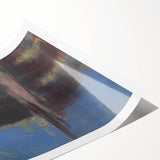 Modern Wall Art - Atmospheric Blue Lake under Black Rock for Tranquil Decor