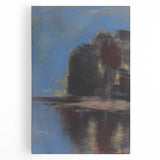 Modern Wall Art - Atmospheric Blue Lake under Black Rock for Tranquil Decor