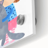 Cute Girl Holding Cat Girls Room Wall Art - Playful Kids Decor