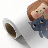 Cute Girl Holding Cat Girls Room Wall Art - Playful Kids Decor