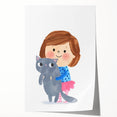 Cute Girl Holding Cat Girls Room Wall Art - Playful Kids Decor