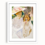 Romanticism Art: Woman with Collie - Famous Watercolor by John Sargent