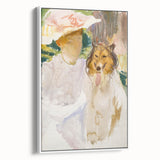 Romanticism Art: Woman with Collie - Famous Watercolor by John Sargent