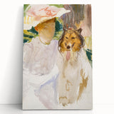 Romanticism Art: Woman with Collie - Famous Watercolor by John Sargent