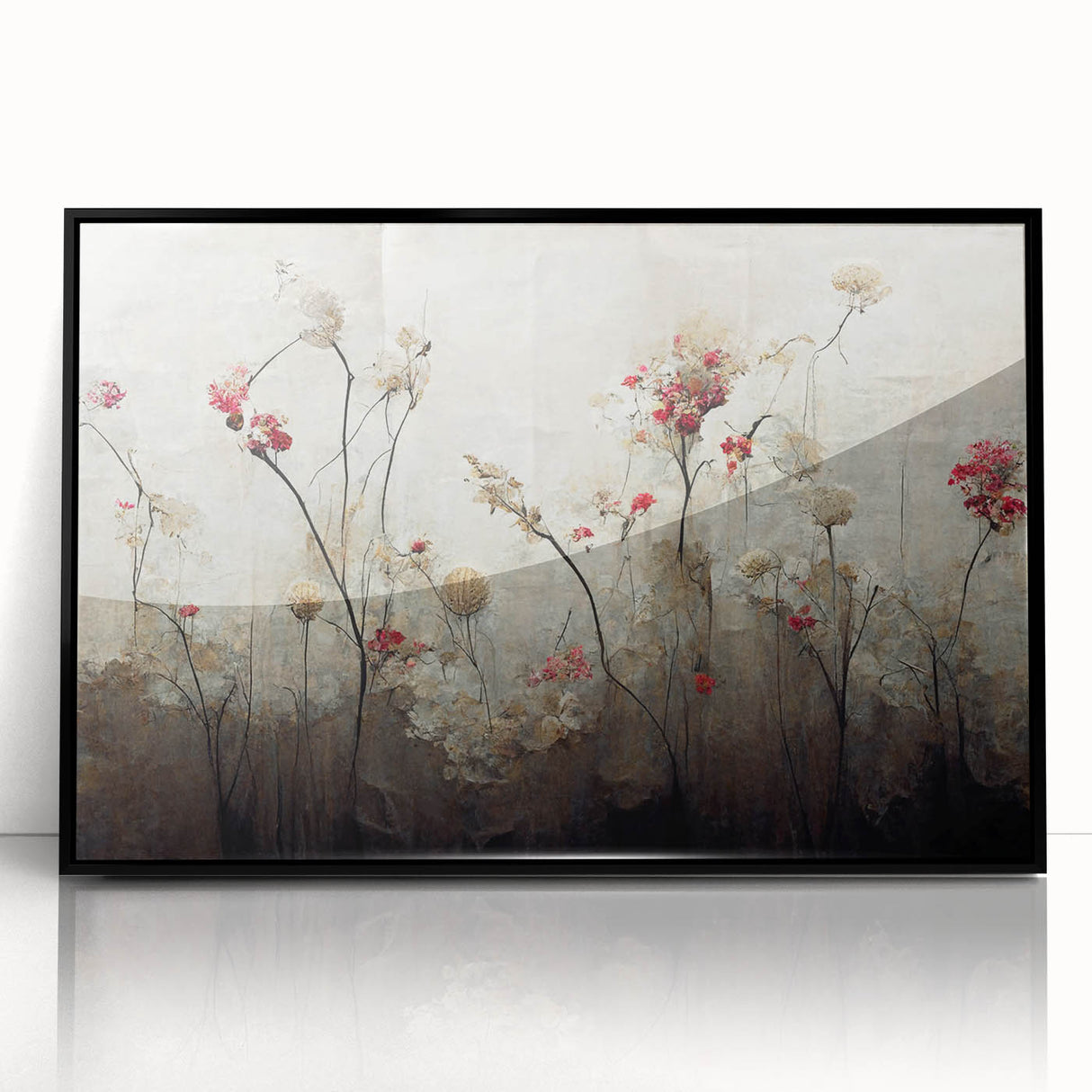 Abstract Floral Canvas Wall Art – Large Framed Art for Living Room