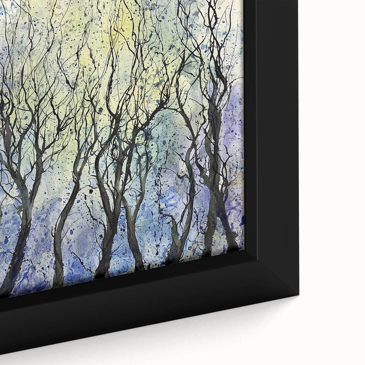 Close-up of an abstract floral framed canvas artwork, showcasing vibrant colors and intricate details, perfect for enhancing modern home decor with a touch of elegance.